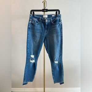 NWOT Frame Denim Le High Skinny Crop Distressed Jeans High Waist Rise Size 27